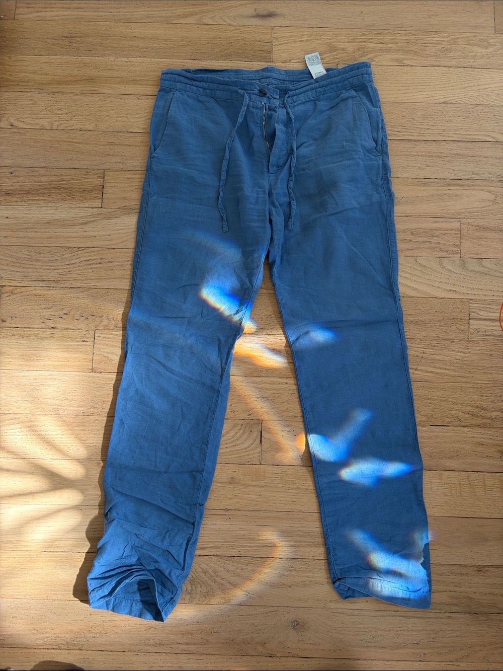 120 Lino Blue Drawstring Casual Pants